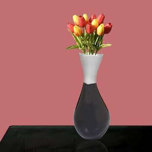 9.75 in. 2-Tone Black and Silver Aluminium-Casted Modern Decorative Flower Table Vase