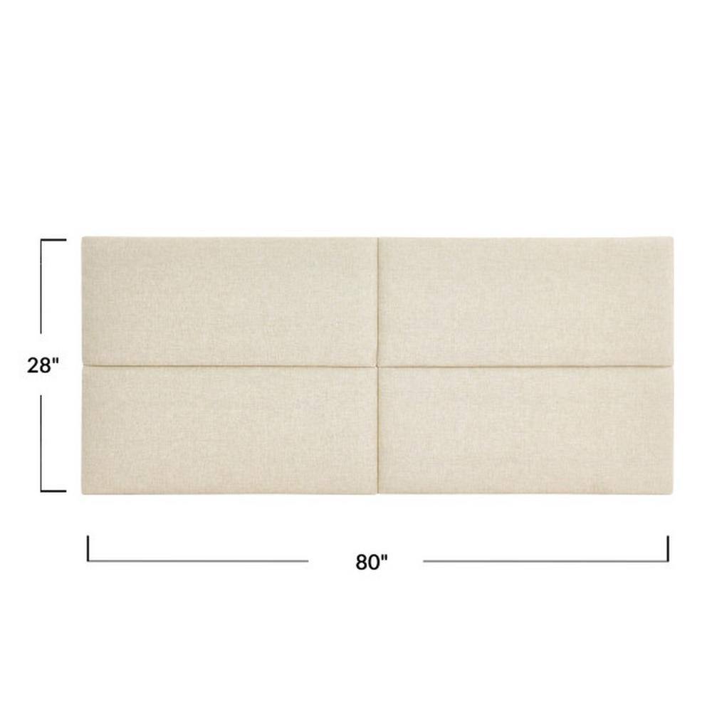 Natural Linen Blend Sound Reducing King Upholstered Headboard