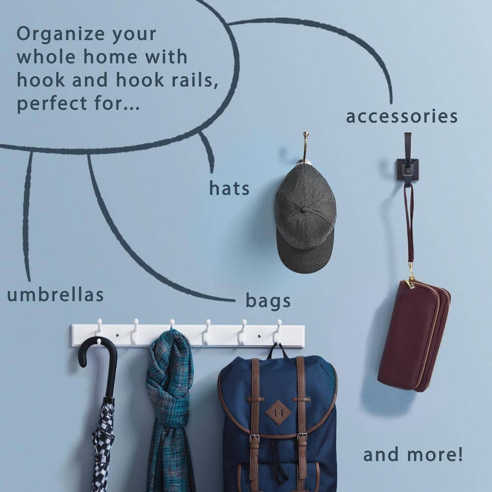18-Inch White Heavy Duty Wall-Mounted Coat and Hat Rack