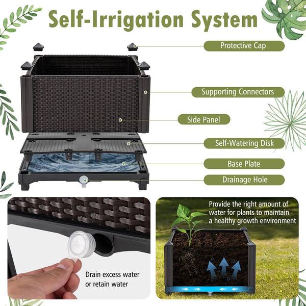 Gymax Elevated Plastic Raised Garden Bed Planter Kit for