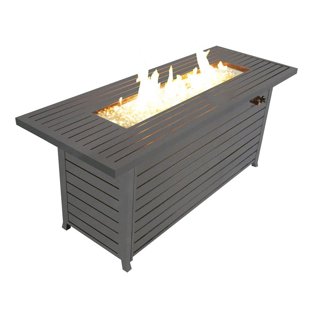 57 in. Dark Brown Outdoor Propane Gas Metal Fire Pit Table