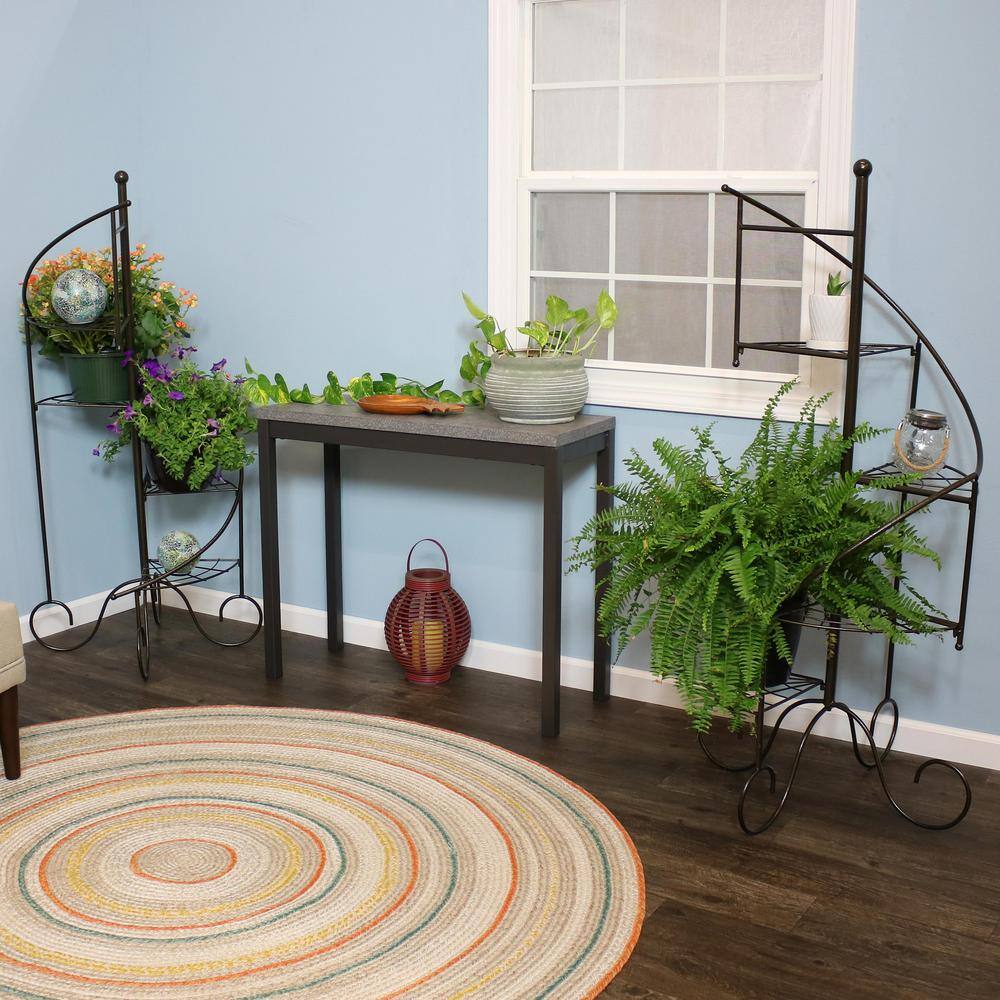 56" Black Iron 4-Tier Spiral Staircase Plant Stand Set