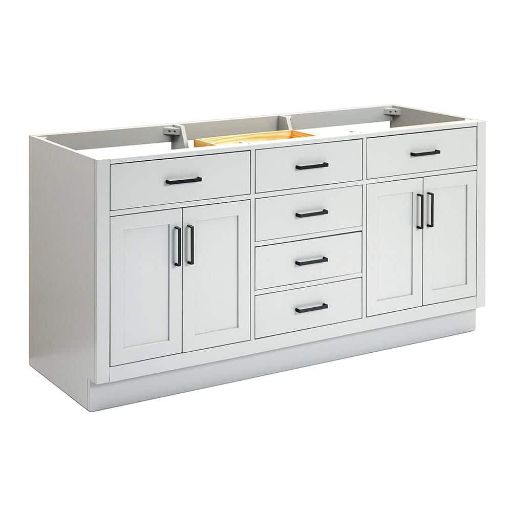 Ariel Hepburn 72" Gray Double Sink Freestanding Vanity Cabinet