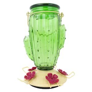 Cactus Top-Fill Decorative Glass Hummingbird Feeder - 32 oz. Capacity
