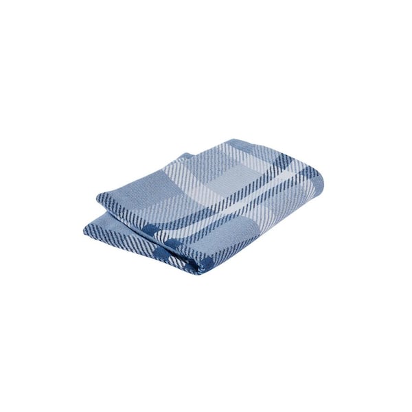 Astella Pacifica 12 in. x 18 in. Tartan Midnight Rectangle Outdoor Lumbar Pillow Cover