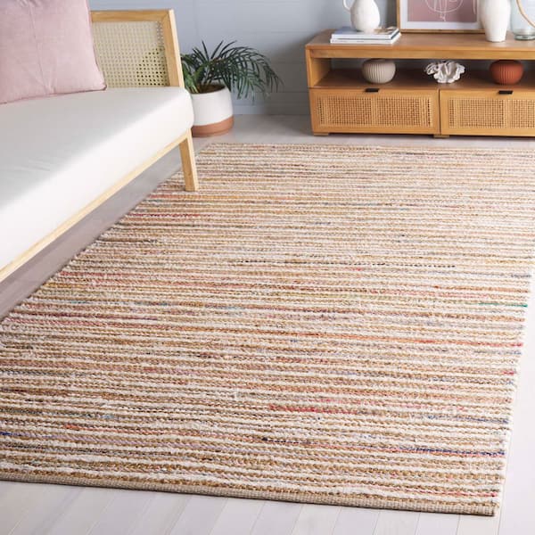 Cape Cod 3 ft. x 5 ft. Natural/Rust Striped Abstract Area Rug