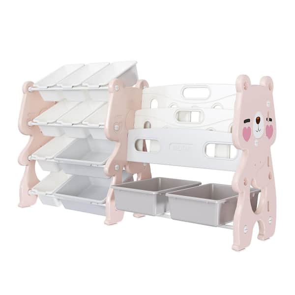 33.07 in. H x 56.69 in. W x 14.17 in. D Pink Polyethylene Open Toy Storage Organizer