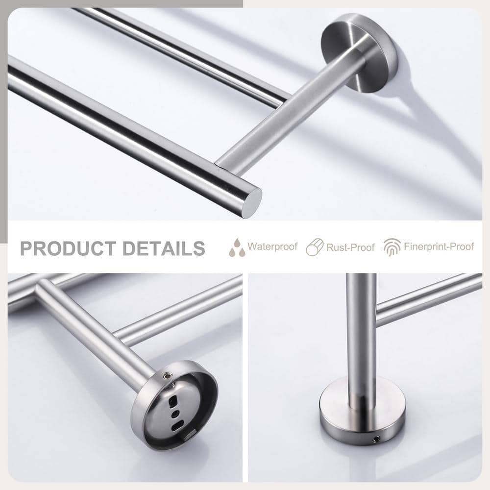 Brushed Nickel 16" Double Wall Mounted Towel Bar