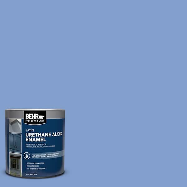 BEHR PREMIUM 1 qt. #BIC-09 Caribbean Sky Satin Enamel Urethane Alkyd Interior/Exterior Paint