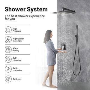 Freedom Single-Handle 1-Spray Square 12 in. Shower Faucet with Handheld in Black (Valve Included)