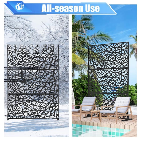 AUTMOON Metal Outdoor Patio Screen Panels Decorative Fences Indoor Room Space Divider Privacy Screen, Mesh