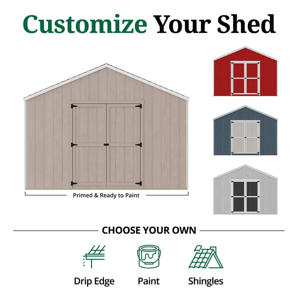 12x14 Gray Wood Gable Storage Shed Kit with Windows