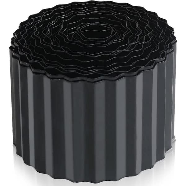 50 ft. x 6 in. Flexible Corrugated Design Galvanized Metal Edging Black for Garden Lawn DIY Projects