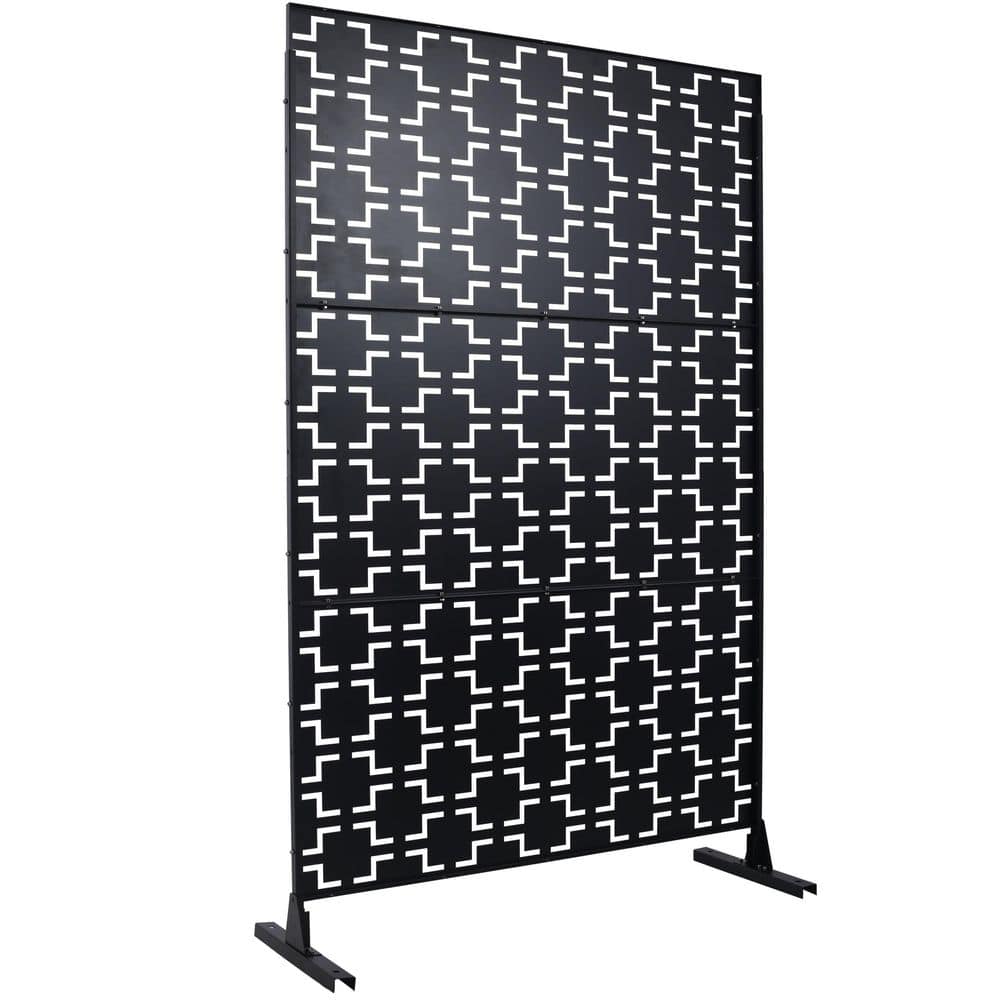 4 ft. x 6.33 ft. Black Outdoor and Indoor Freestanding Metal Privacy Screen Fence Panels for Lawn Garden (Not Composite) price history on PriceWatchPro