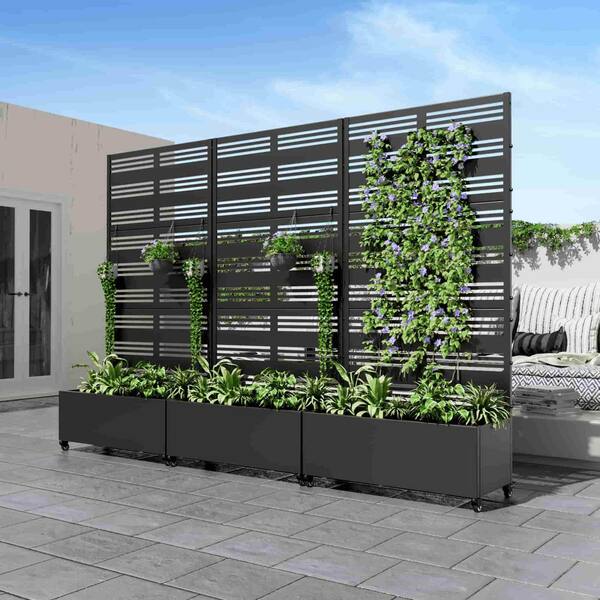 SpassWay 6 ft. H x 3 ft. W Metal Planter Box Privacy Screen Garden