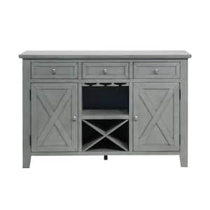 Monica Gray Wooden 54 in. Server Buffet Sideboard with Built in Storage