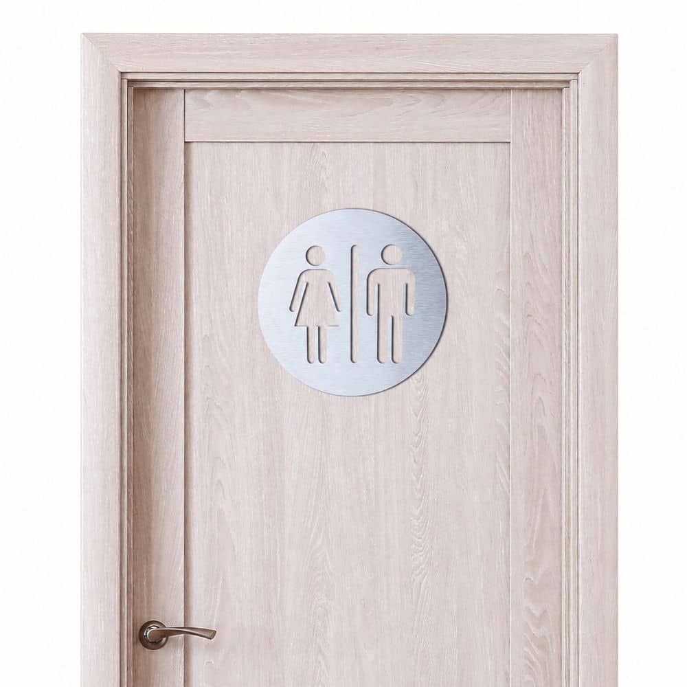 1 Pack Square Aluminum Finish Restroom Door Sign Unisex Bathroom Wall Decor Adhesive Backed for Office Home price history on PriceWatchPro