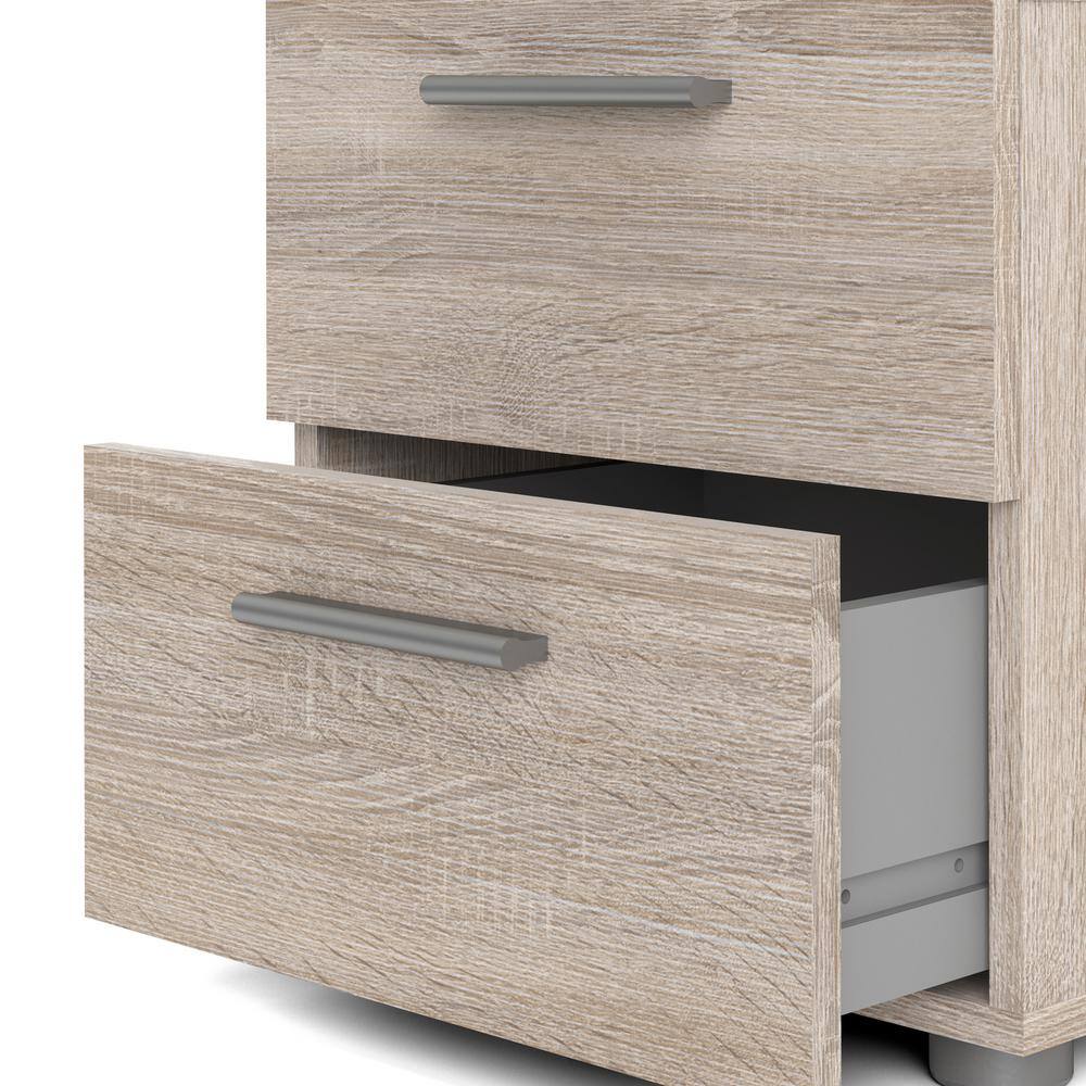 Truffle Transitional 2-Drawer Nightstand with Metal Accents
