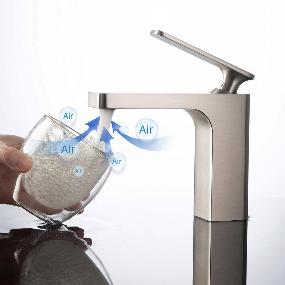Brushed Nickel Single-Handle Modern Bathroom Faucet with Pop-Up Drain