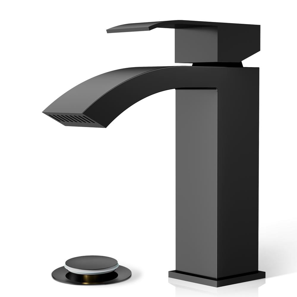 Phiestina Waterfall Single Handle One Hole Bathroom Sink Faucet, Square ...