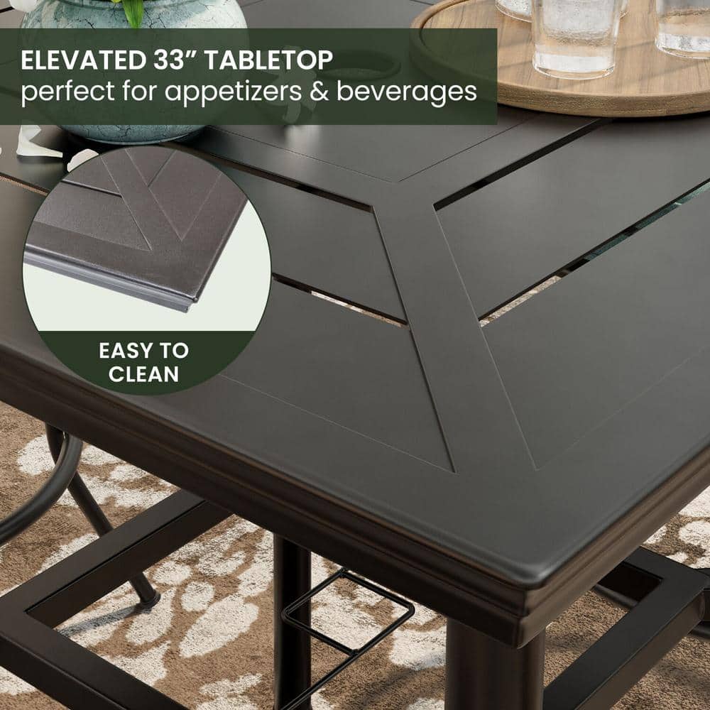 Montclair Ocean Blue 5-Piece High-Dining Patio Set with Swivel Chairs