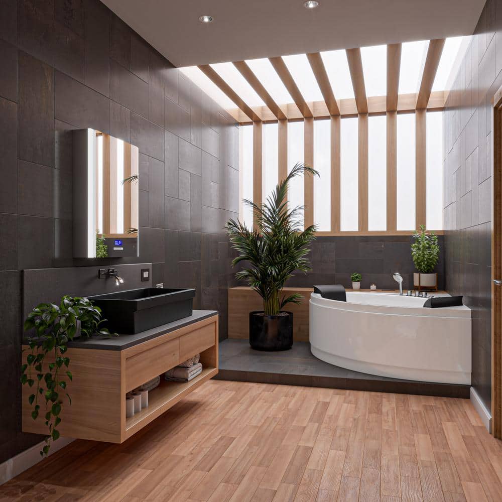 59.13'' White Acrylic Corner Whirlpool Bathtub