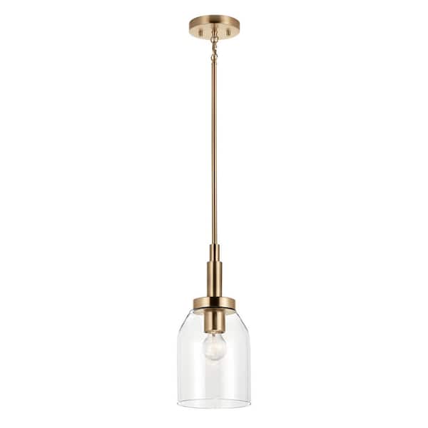 Madden 1-Light Champagne Bronze Modern Kitchen Hanging Mini Pendant Light with Clear Glass