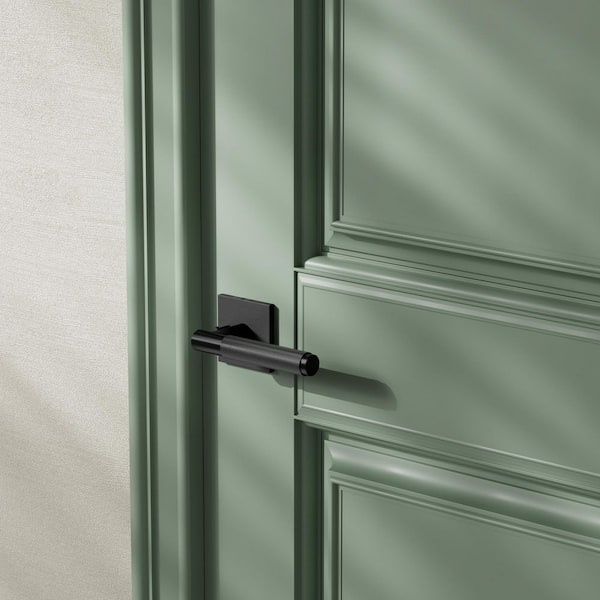 Taylor Matte Black Heavy Duty Knurled Bed/Bath Interior Door Handle, Square Rose with Concealed Screws (Privacy/Passage)