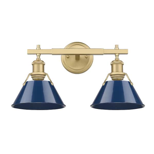 Orwell 18.25 in. 2-Light Brushed Champagne Bronze and Matte Navy Vanity Light