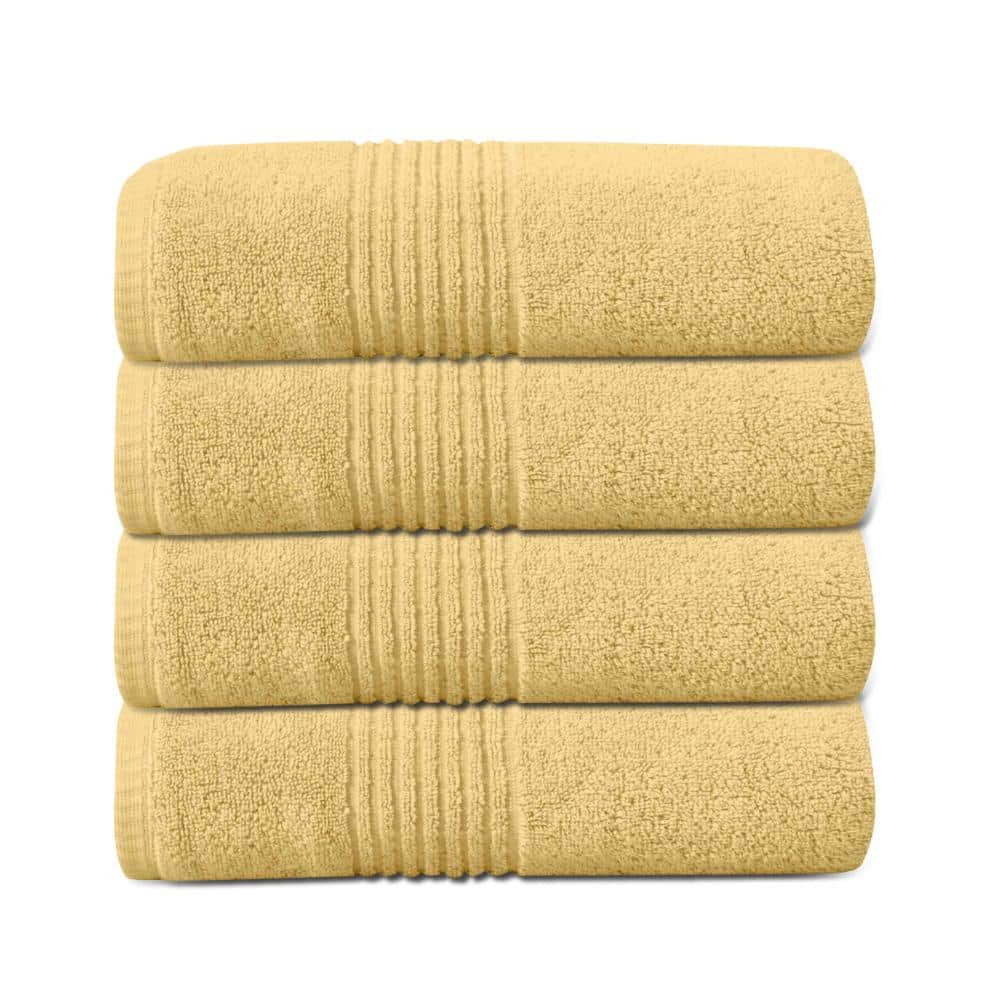 "Home Weavers Hazel 500GSM 100% Cotton Zero Twist Super Absorbent Bath Towel Set, 27""x54"" (4)(4 Bath Towels), Yellow" price history on PriceWatchPro