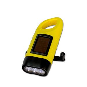 Hand Crank Flashlight with Solar Panel and Clip (4-Pack)