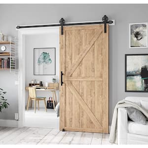 6 ft./72 in. J-shaped Sliding Single Barn Door Hardware Kit with Square Handle