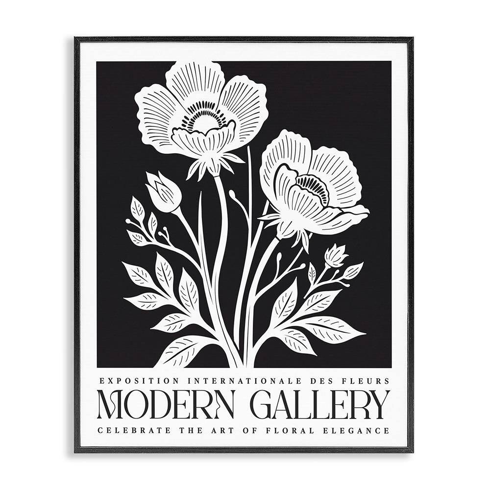 Modern Gallery Flowers on Black by Lettered and Lined 1-Piece Black Framed Nature Giclee Art Print 14 in. x 11 in. price history on PriceWatchPro