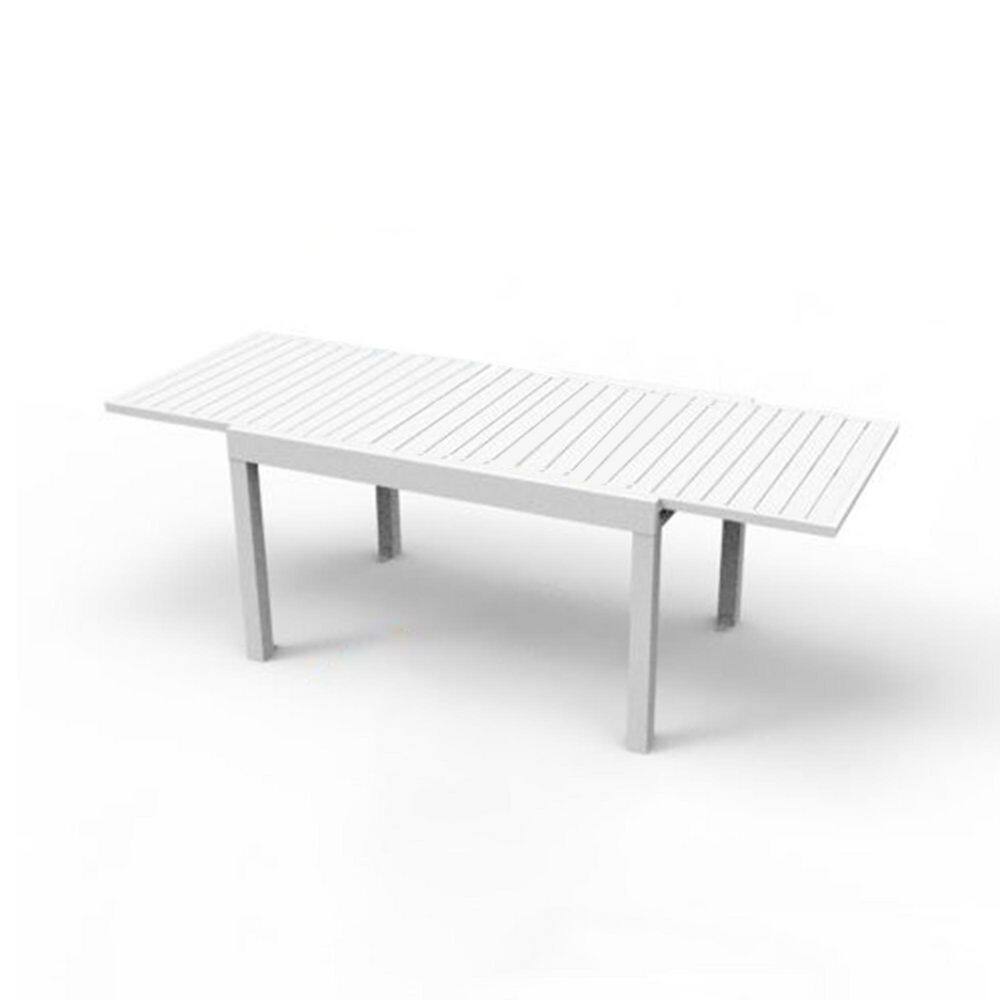 Avex Ivory White Rectangular Aluminum 30 in. H Extendable Outdoor Dining Table