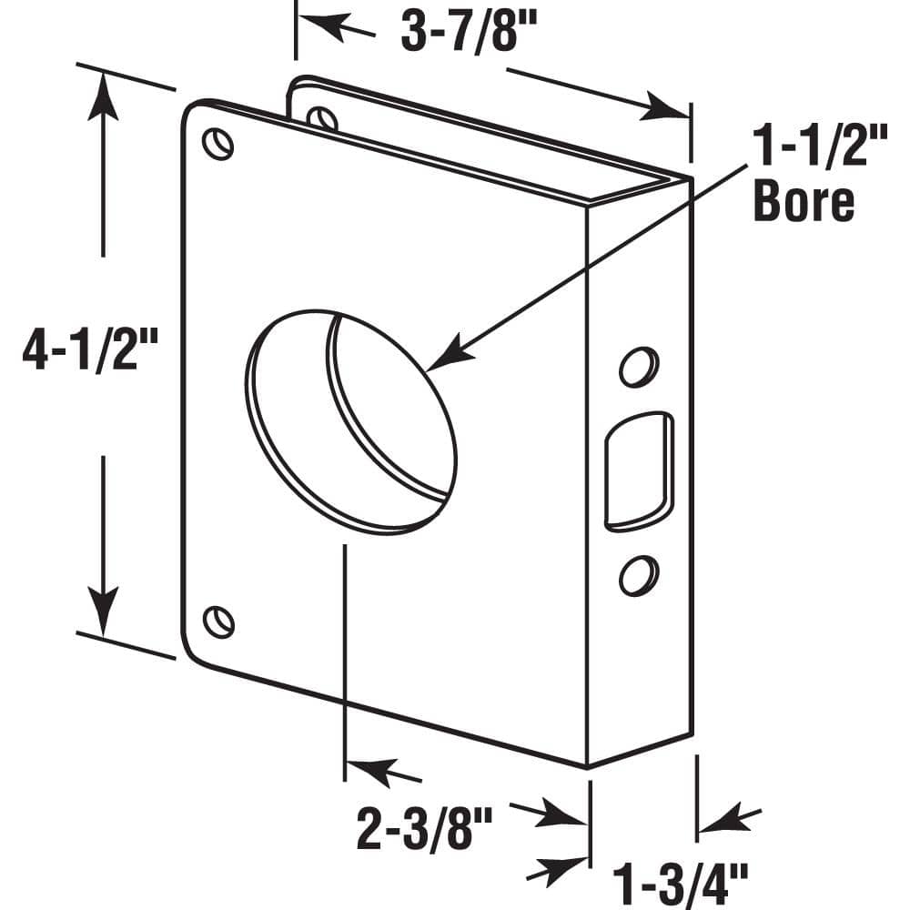 Brass-Plated Door Reinforcer for 1-3/4 Inch Thick Doors