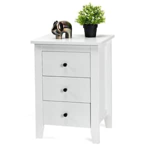 3-Drawer White 2 Sets Nightstand End Table 18" x 14.5" x 26" (L x W x H)
