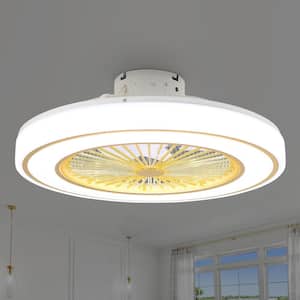 20in.LED Indoor White Bladeless Smart App Control Enclosed Low Profile Ceiling Fan With Light,Flush Mount Ceiling Fan