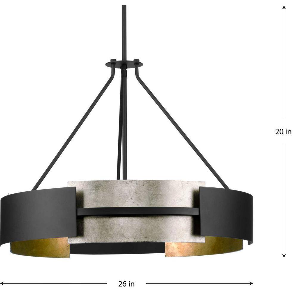 Lowery 28.5" Matte Black and Gold Drum Pendant Light