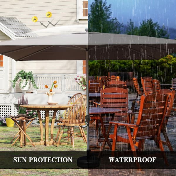 11 foot waterproof patio umbrella FT Outdoor with Base Aluminium Curved Cantilever Umbrella suitable for multi Kingdura 11' X 11' Cantilever