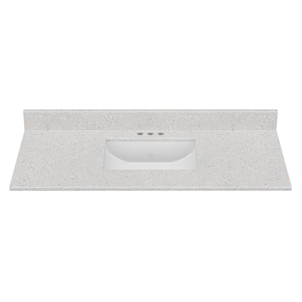 J COLLECTION 49 in. W x 22 in. D Cultured Marble Rectangular Undermount Single Basin Vanity Top in Silver Stream