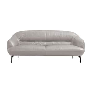 Leonia 66 in. Taupe Leather Upholstery Loveseat