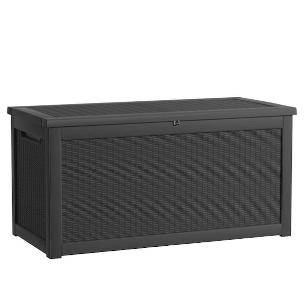 260 Gal. Waterproof Outdoor Resin Storage Deck Box, Large Lockable Capacity, Versatile Deck Storage Bench