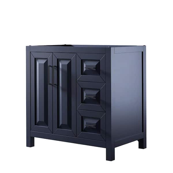 Wyndham Collection Daria 35 in. W x 21.5 in. D x 35 in. H Single Bath Vanity Cabinet without Top in Dark Blue