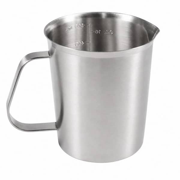 Metal Measuring Cup with Handle (3 Marking Including Cup/ML/Ounce Scale), 16 oz. (0.5 Liter, 2 Cup)