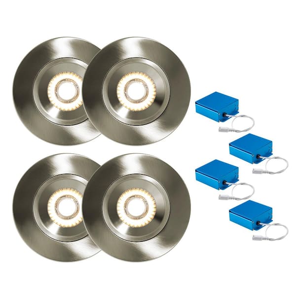 Liteline SPEX Lighting - 4-in. Selectable CCT5 New Construction Canless Integrated LED Brushed Nickel Trim Gimbal Fixture(4-Pack)