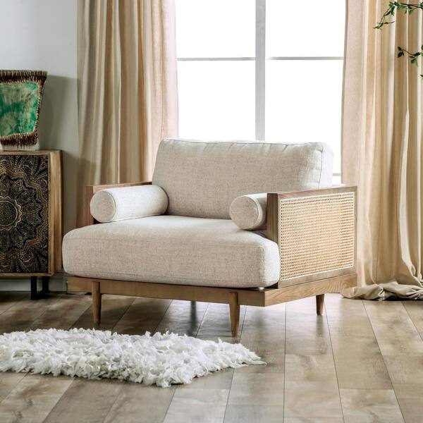 Furniture of America Amity 65 in. Light Oak Fabric 2-Seater Loveseat with  Loose Pillow Back IDF-9981-LV - The Home Depot