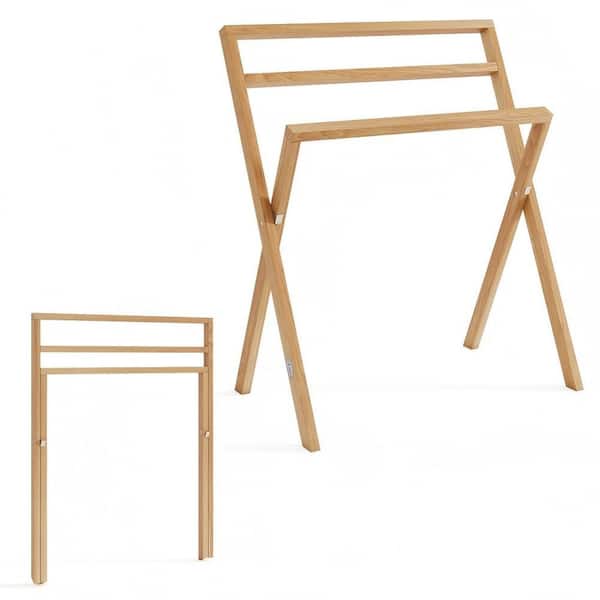 3-Tier Freestanding Towel Rack in Teak Wood