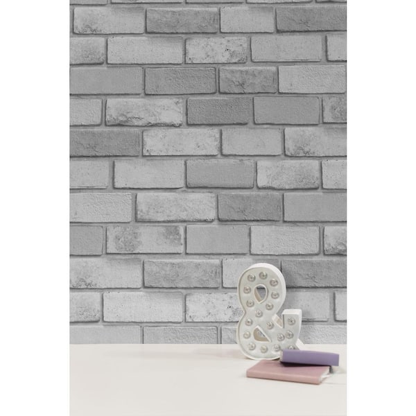 Arthouse Diamond Silver Brick Vinyl Wallpaper 669401 - The Home Depot Arthouse Diamond Silver Brick Vinyl Wallpaper 669401 - The Home Depot