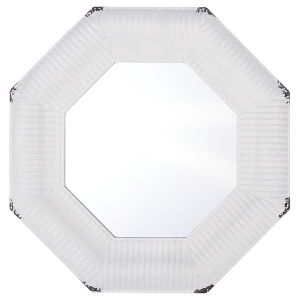 SAFAVIEH Imans 28 in. W x 28 in. H Iron Octagon Modern White Solid Frame Wall Mirror