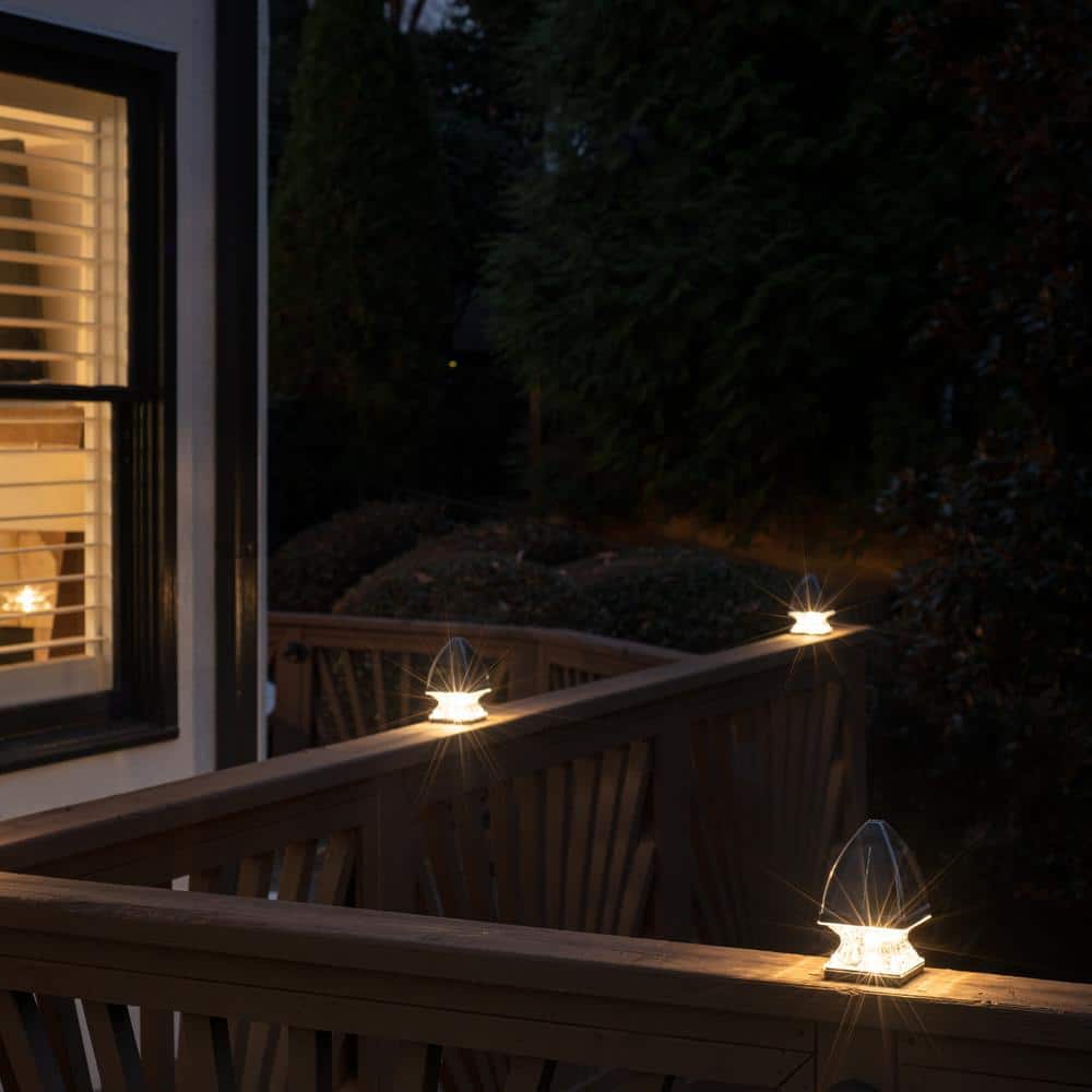 Black Resin Solar LED Post Cap Lights with Dusk to Dawn, 2-Pack